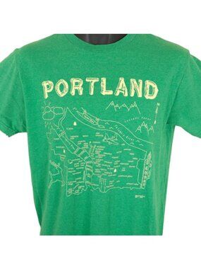 Portland Map T Shirt Mens Size Medium Green Oregon Maptote Travel Destination